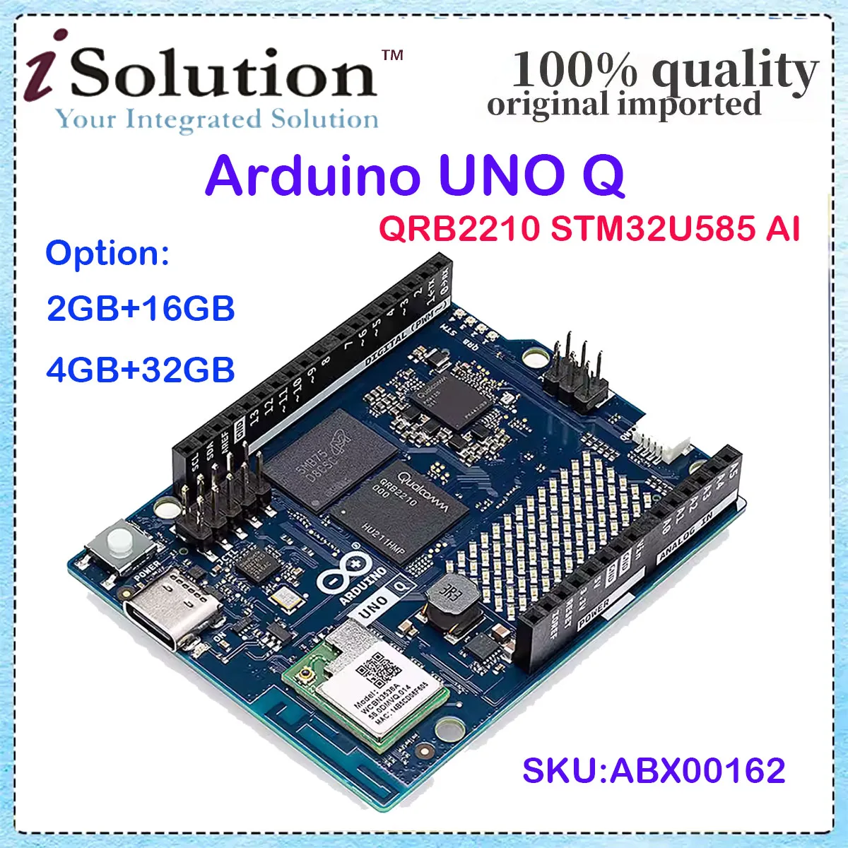 オリジナル Arduino UNO Q AI 開発ボード – オブジェクト認識、音声制御、モーション検出高性能コントローラー