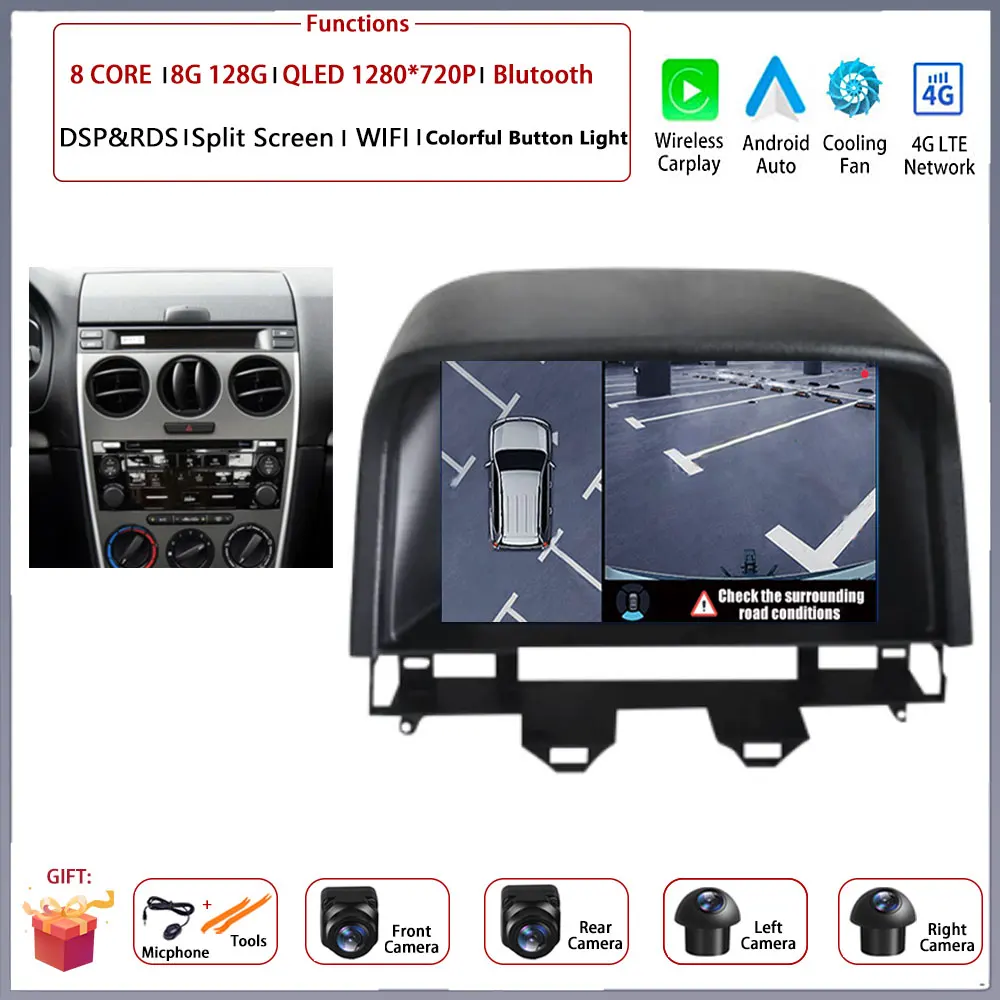 9" Android 13 Autoradio Für Mazda 6 GG GY 2002-2008 GPS NAVI WIFI Carplay 2+64G