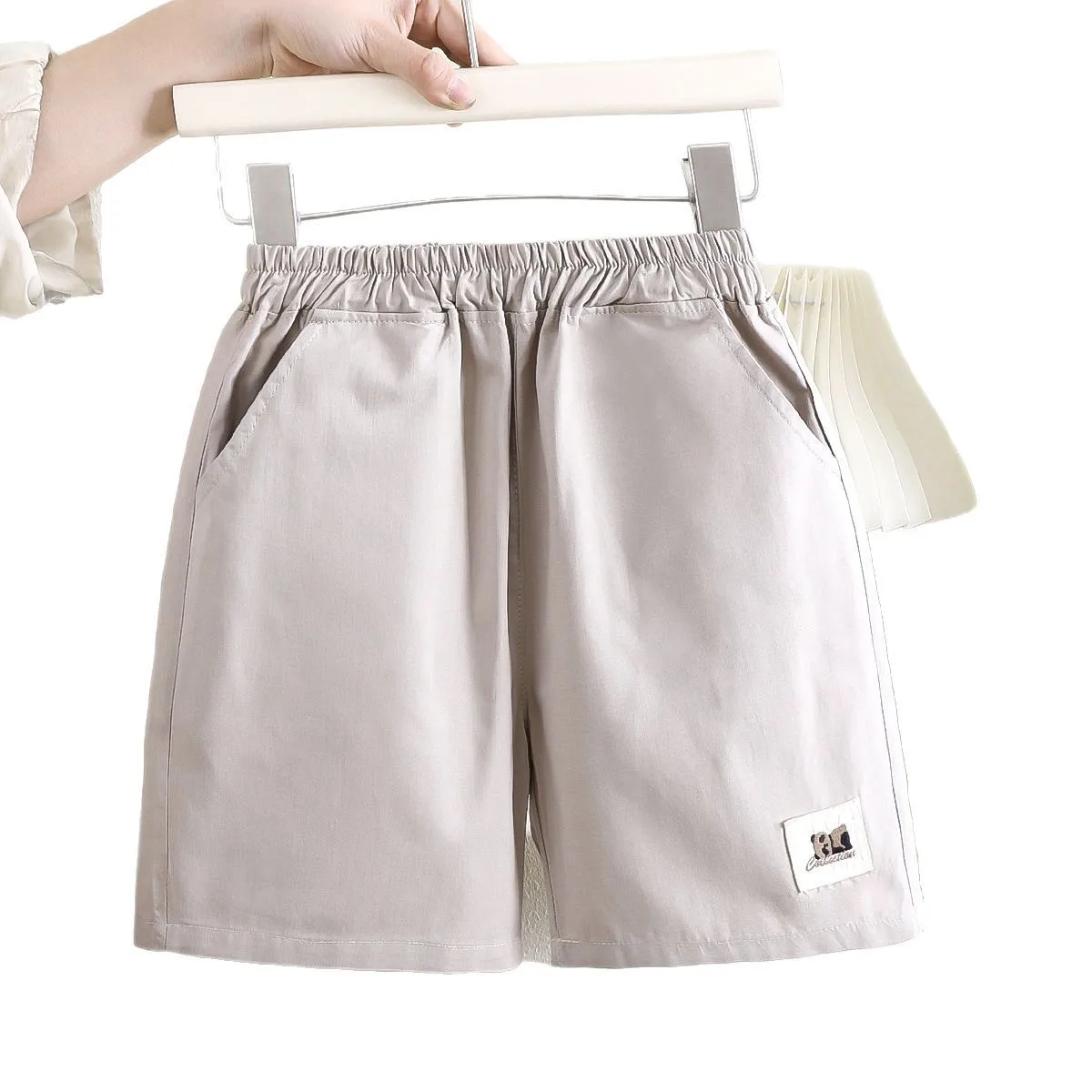UNITIM Summer Kids Boys Shorts Solid Cotton Thin Elastic Waist Versatile Children Boys Shorts Pocket Cool Toddler