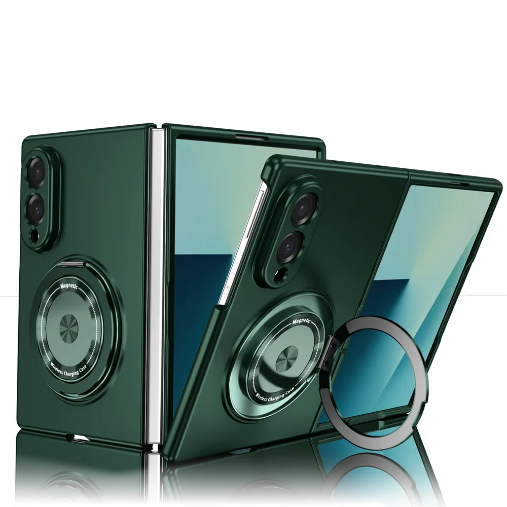 Luxury Rotating Magnetic Stand Phone Case with Lens Protector - Solid Color Cover