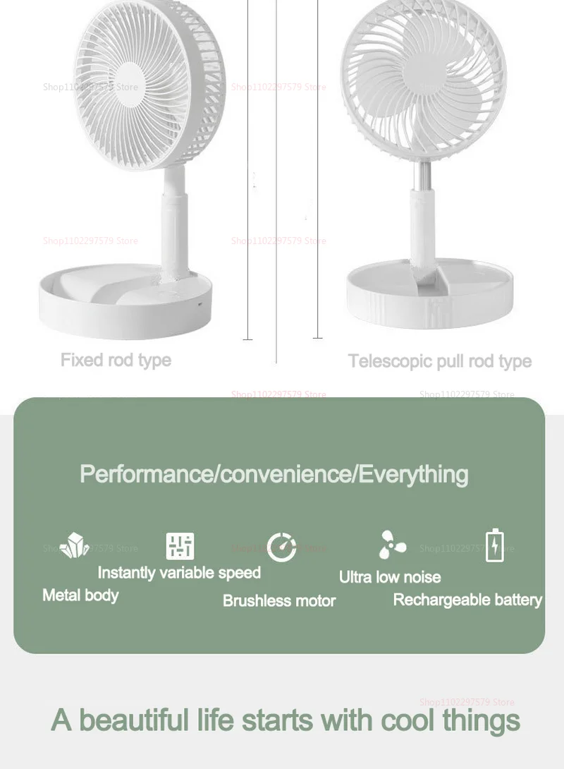Description Picture 2 of itemPortable Folding Telescopic Desktop Fan USB Rechargeable Multifunctional Outdoor Indoor Floor Cooler for Home Office Camping