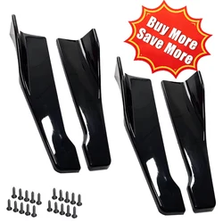 Universal Car Rear Bumper Lip Trim Protector & Side Skirt Cover with Screws - 1 Pair (Black)