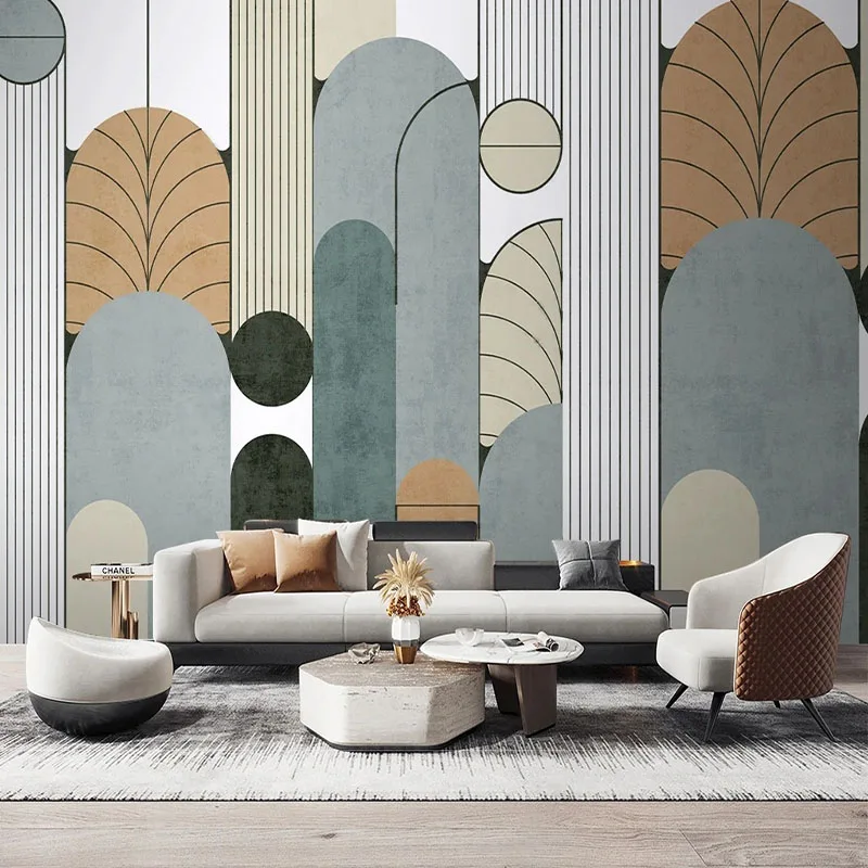 Personalizado Moderno e Minimalista de Luxo Luz Geométrica Figura Linha tv Sofá Fundo da Parede Mural Papel 3d para Sala