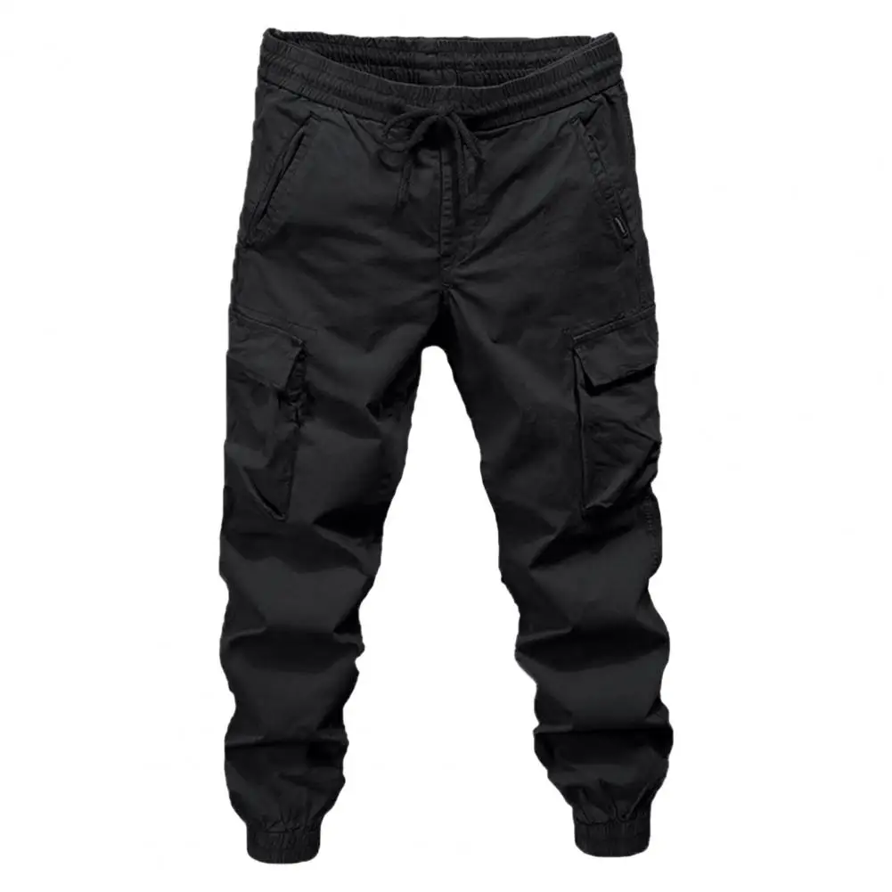 Men Cargo Pants Versatile Men\'s Cargo Pants Elastic Waist Drawstring Multi Pockets Ideal for Outdoor Sports Streetwear