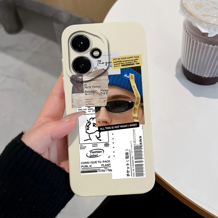 Fashionable Cool Girl Pattern Shockproof Phone Case with Smooth Liquid Silicone and Screen Protector