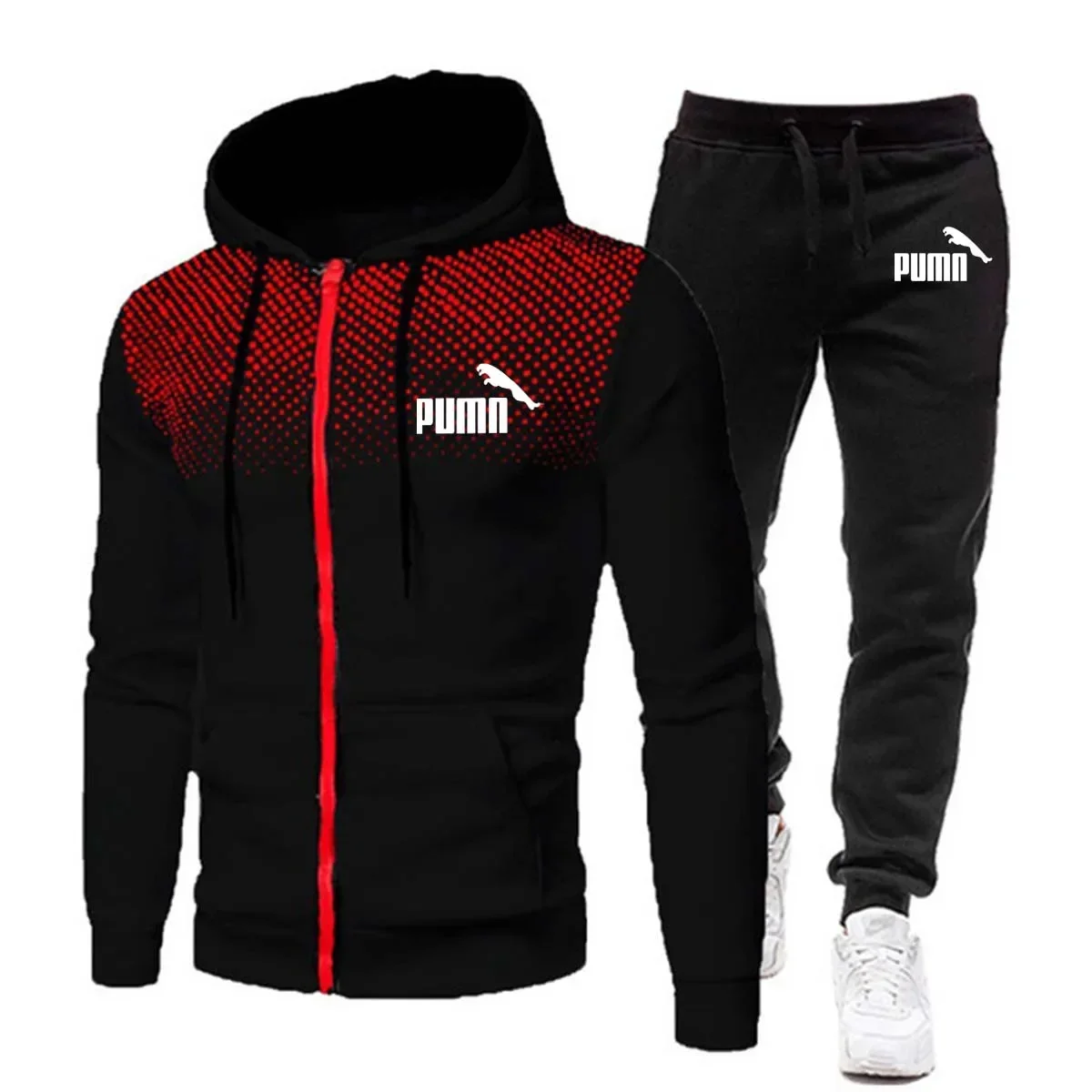 2024 Spring and Autumn men's clothing fashion zipper hoodie + sweatpants jogging two-piece leisure gym sportswear set