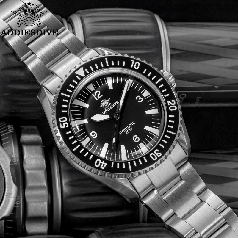 ADDIESDIVE Men Watch BGW9 Blue Luminous 20Bar Diver Sapphire Glass 316L Stainless Steel Ceramic Bezel Automatic Mechanical Watch