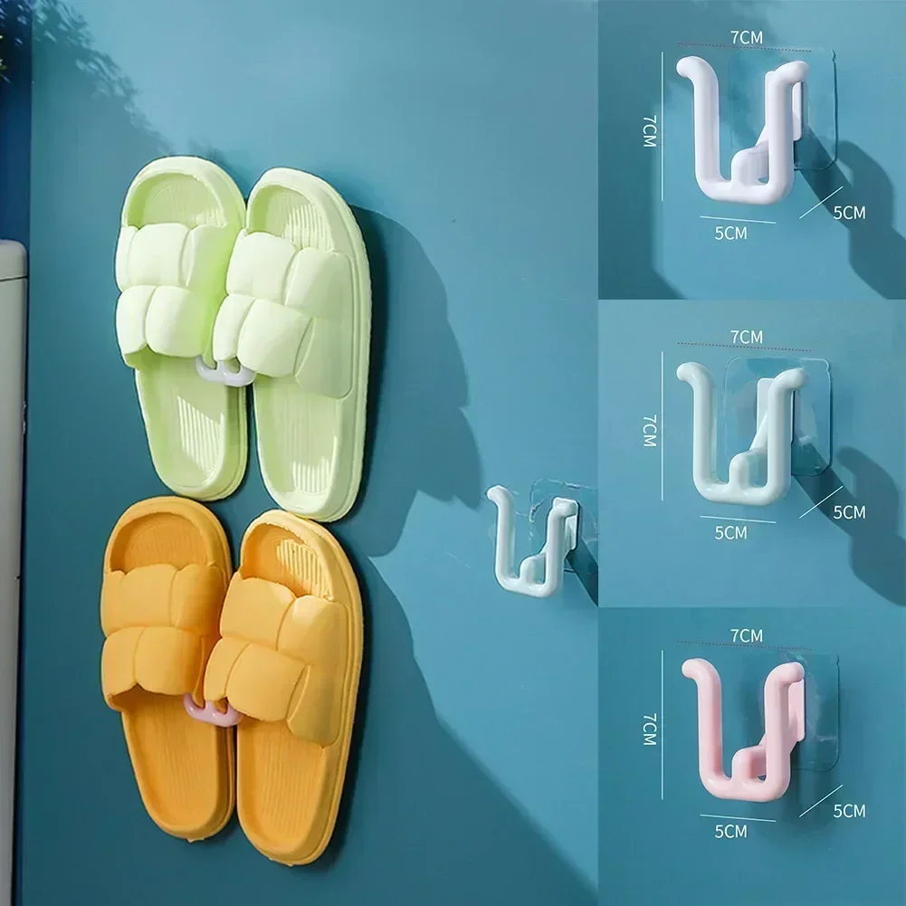 Non Punching Bathroom Slipper Rack Minimalist Slipper Hook Bathroom Drain Rack Wall Mounted Wall Storage Shoe Rack Multifunction 6