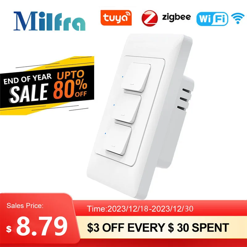 Inteligente Wifi Zigbee Luz Interruptor Brasil Wall Button Switches sem Fio Neutro Necessário au kr Gang Gang 3gang Ac100v250v 50hz 60hz