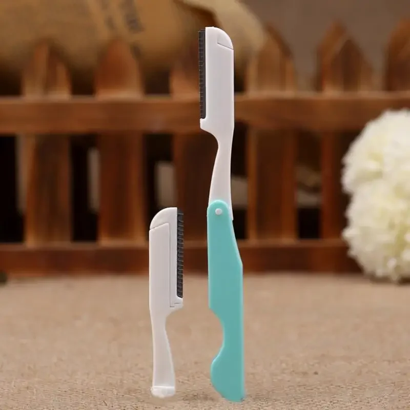 Foldable Portable Eyebrow Trimmer Safe Sharp Threading Stainless Steel Knife Hair Revomal Scraper Makeup Tool