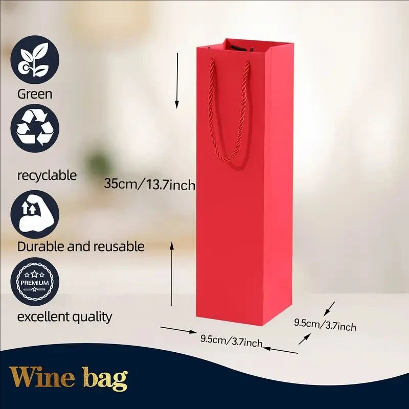 7/8 PCS Solid Color Thickened Wine Bags, Elegant Reusable Cardboard Tote Gift Bags for ... - SKU RCTB1715 - UGI Packaging
