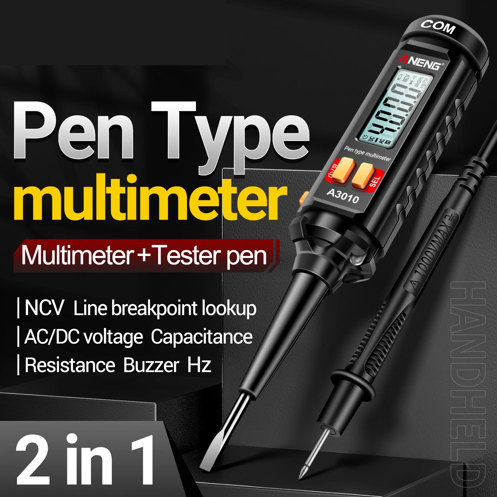 ANENG A3010 4000 Counts Pen-Type Multimeter True-RMS Backlight Multi Meter Digital Auto Range Tester LCD Electrician Tools digital multimeter,multimeter tester