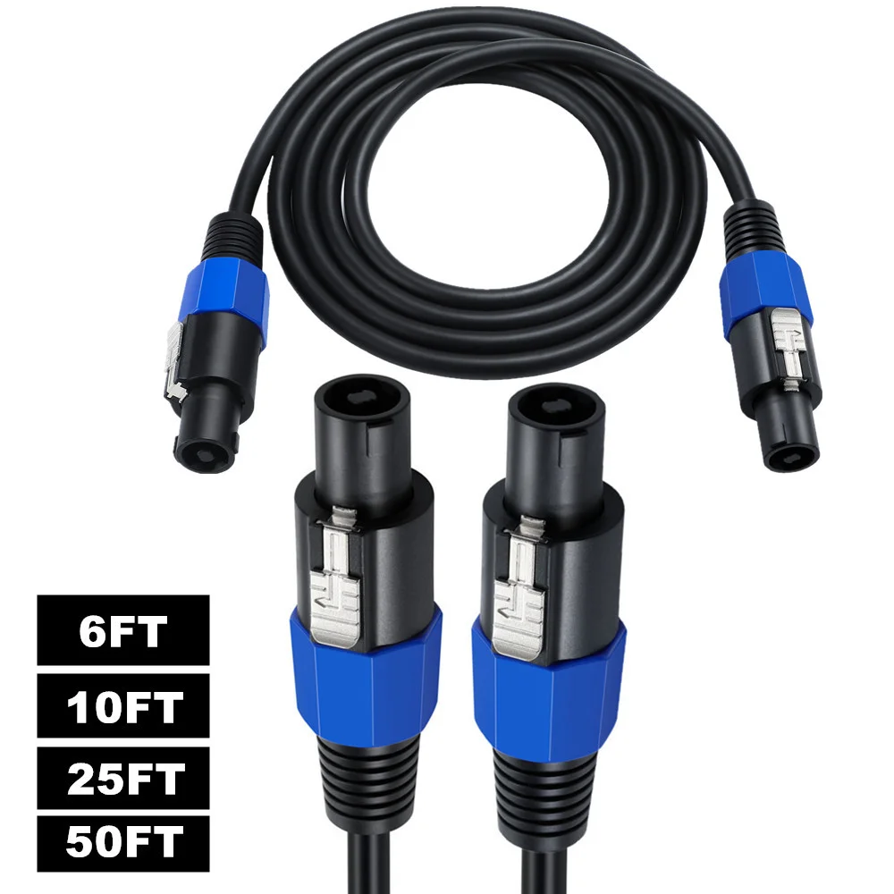 Cavo Altoparlante Speakon 1.6Mm Mm² Cavo Audio Vivavoce Premium A Speakon Con Connettore Nl4Fx (Nl4Fc) 2 Conduttori 6Ft 10Ft/50Ft