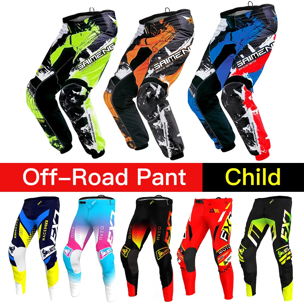 어린이 모토크로스 팬츠 20 22 24 26 28 엔듀로 크로스 오프로드 4 5 6 8 10세 아동용 MX MTB MOTO 남아 여아 블루 그린 핑크 블랙 유스