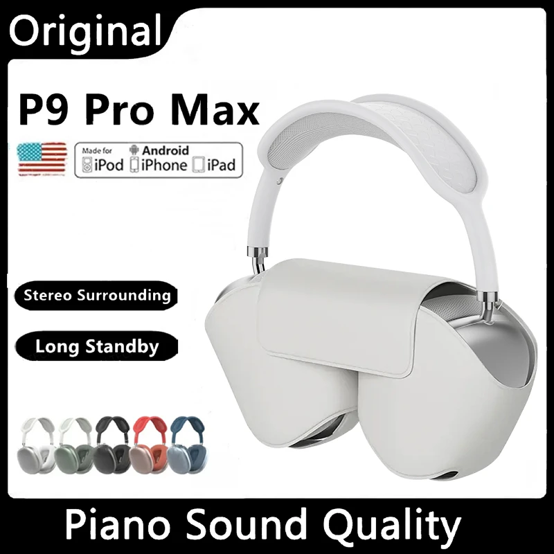 

P9 promax Wireless Bluetooth Headphones with Mic TWS Headsets Stereo Sound Earphones Outdoor Sports Gaming Headset 5.3 With Case