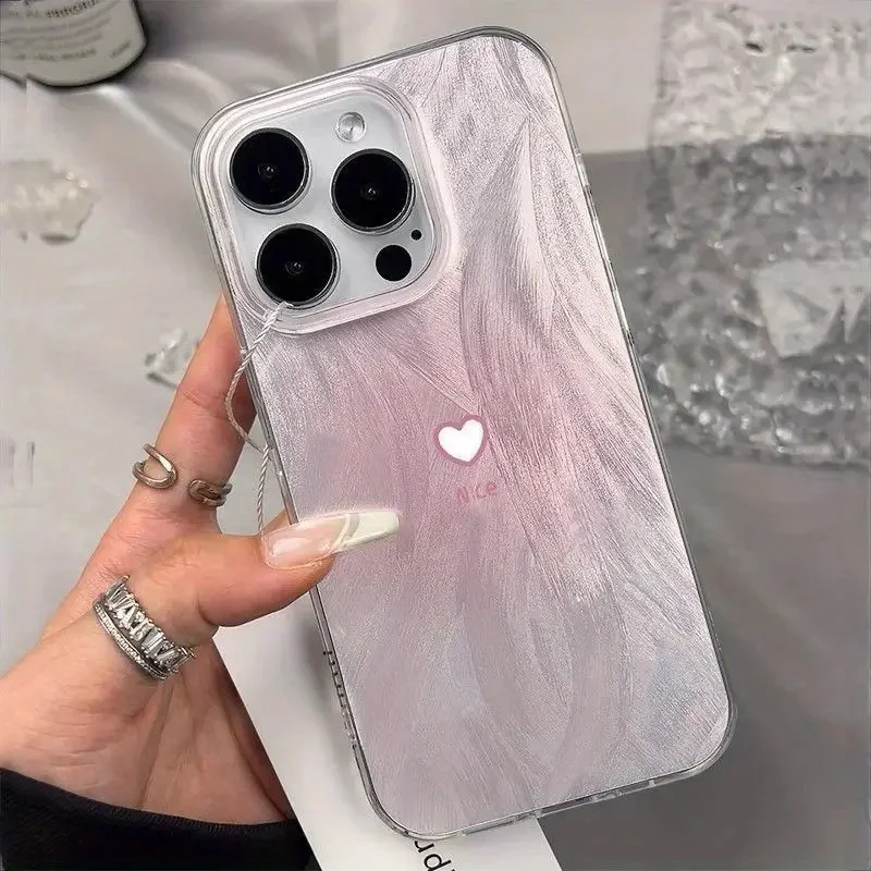 Elegant Gradient Pink Heart Phone Case Cover