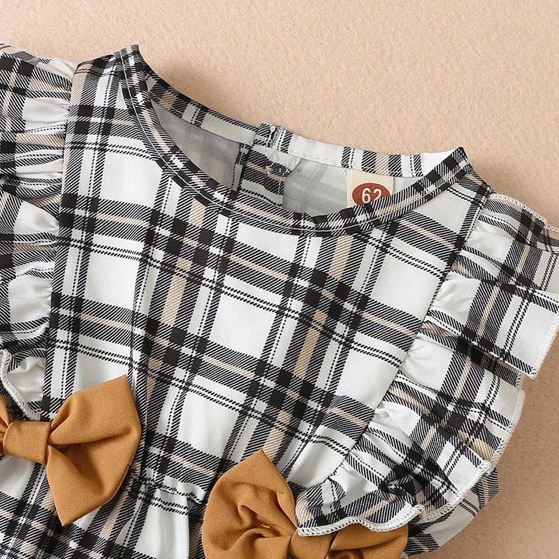Summer Baby Rompers with Hat Plaid Sleeveless Short Jumpsuit for Newborn Infant Girls Clothing  Toddler Outfit 3