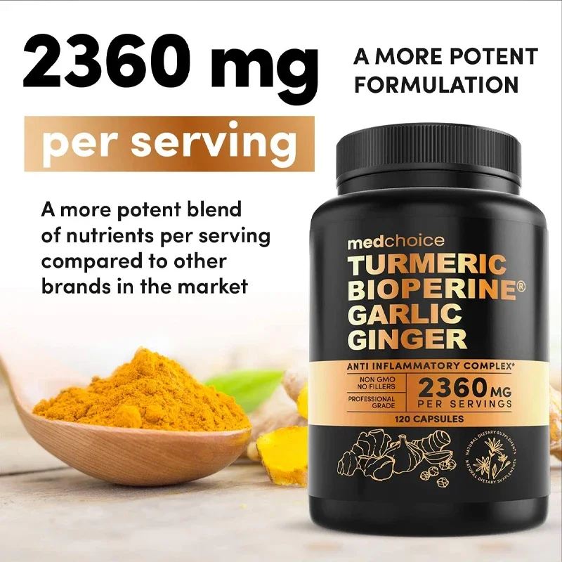 

Ginger Root, Garlic Pills, Black Pepper Extract - 4 in 1 Curcumin Capsules