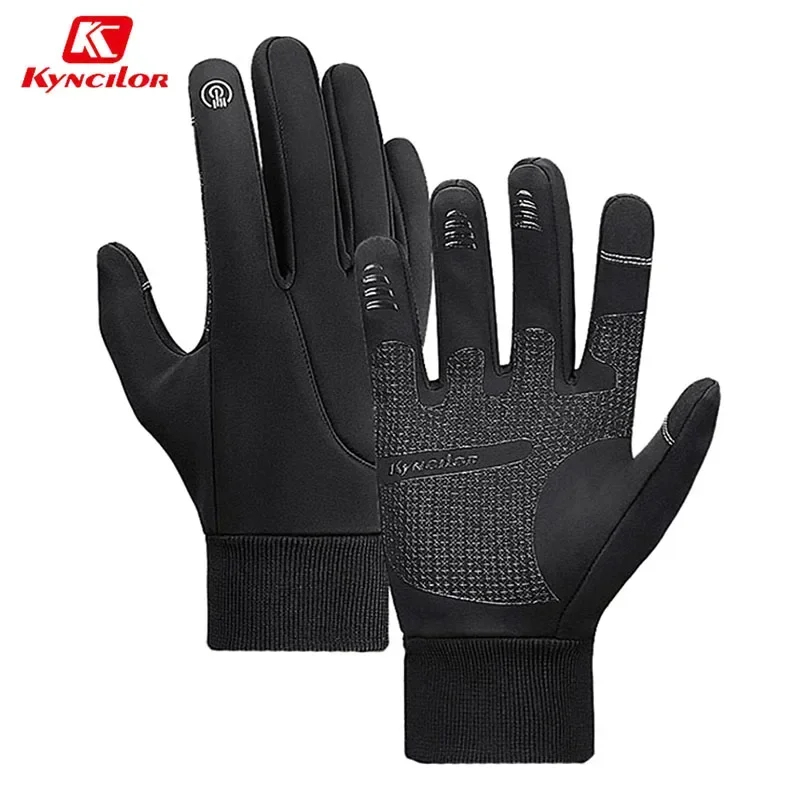 Kyncilor Winter Cycling Gloves Full Finger Windproof Waterproof Bike Gloves Touch Screen Bicycle Thermal Warm Sport Glove