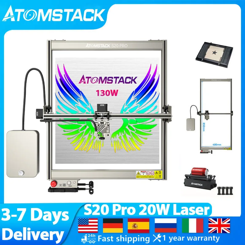 ATOMSTACK S20 PRO X20 Pro Laser Engraver CNC 130W Power Laser Engraving Machine Support Color Art Engraving Built-in Air Assist