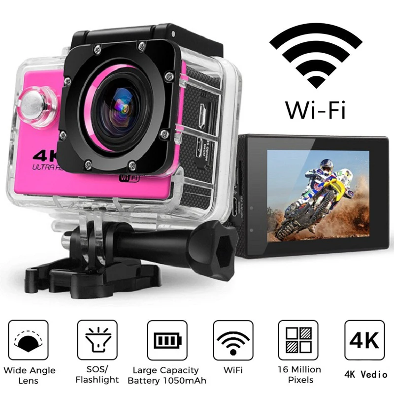 Original ultra hd 4k/30fps mini câmera de ação ao ar livre wi-fi câmera esporte controle remoto à prova d' água pro moto capacete câmera de esportes