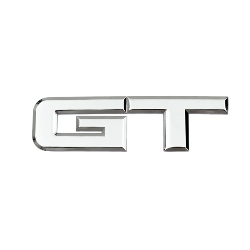 2 Pcs GT Emblem 3D Metal Nameplate Badge Decal Car Side Rear Front Trunk Bumper Badge Sticker For Genesis Ford Mustang Silver Red