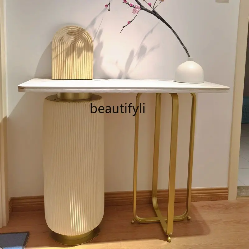 

zq French Style Hallway Table Affordable Luxury Style Wall Bar Table Side Cabinet Simple Modern Landscape Table Decoration