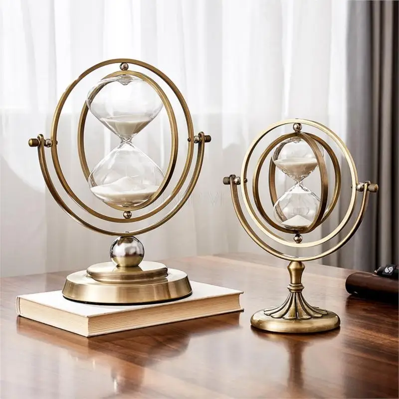 Nordic Hour Glass Rotating Sand Hourglass Vintage Home Decor Globe Ornaments Sand Clock Sandglass Timer Living Room Decor Gift