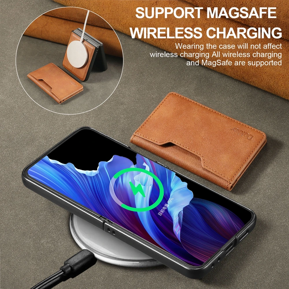 Premium 2-in-1 Detachable Leather Wallet Phone Case with Card Slots and Wireless Charging Compatibility