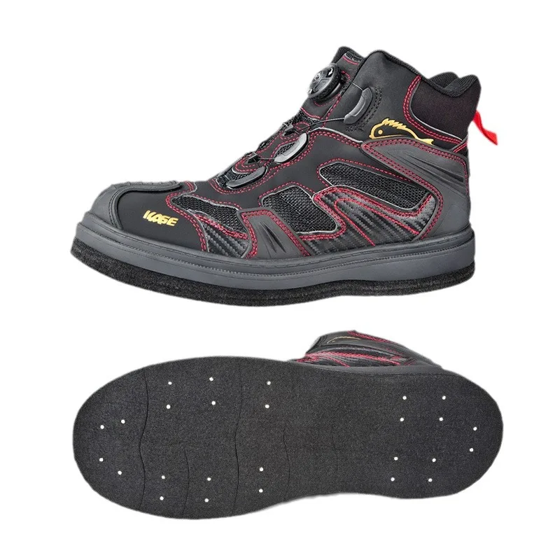 Air-Permeable Fishing Shoes Swivel Buckle Felt Sole Nails Hiking Waders Skid-Proof Reef-Climbing Shoes