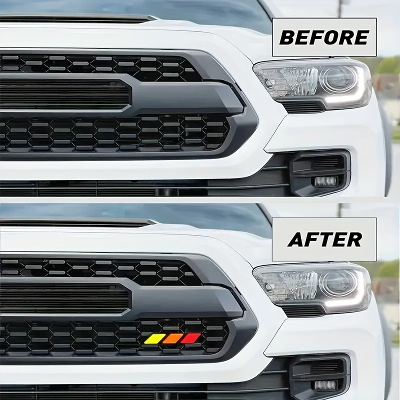 3 Colors Grille Badge Emblem Logo For Toyota Tacoma Tundra 4Runner TRD Highlande Rav4 CHR Strip Air Inlet Auto Car A