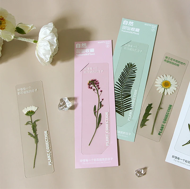 Pet Bookmark Flower Bookmarks For Books Flower Leaves Series Book Marks For Page Marker Retro Creative Student Stationery Supply