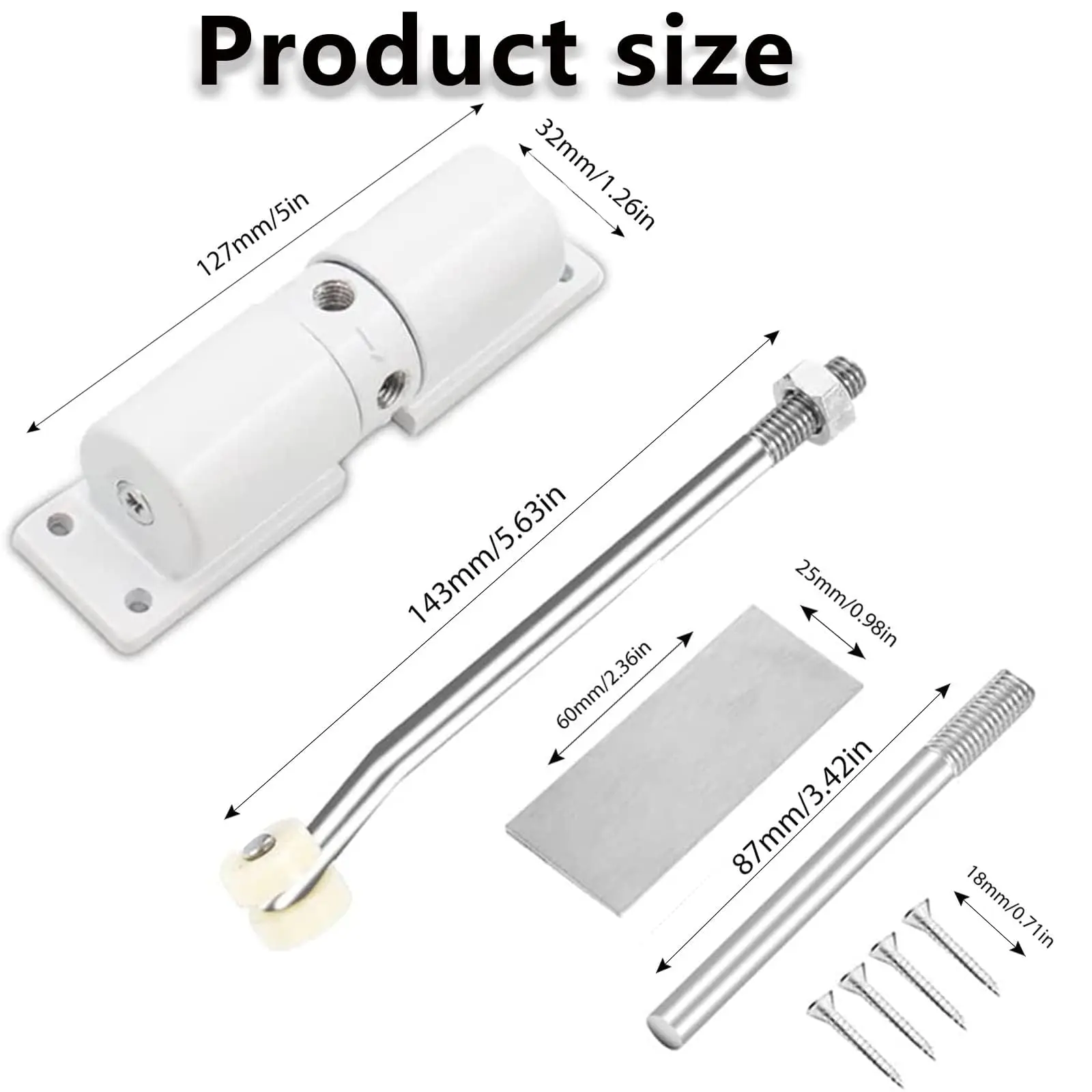 Door Closer Black, Automatic Heavy Duty Safety Spring Closer for Interior Exterior, Automatic Adjustable Closer, Surface Mounted