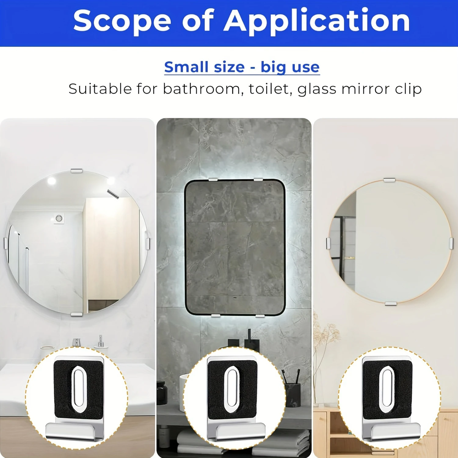 Stainless Steel Clips Mirror Fixing Kit Stainless Steel Mirror Holders for Wall Mounting Mirror Brackets Mounting Clips for Frameless Billboard 4/8Pcs