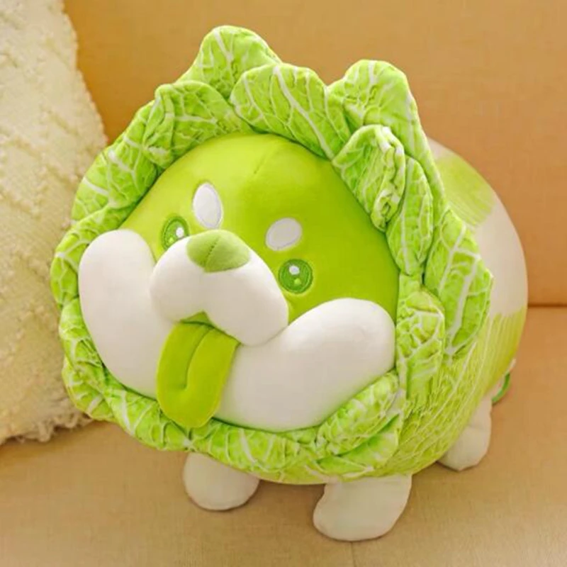 

26cm cabbage dog decompression toy vegetable dog decompression doll pinch music car decoration girl gift anime surroundings
