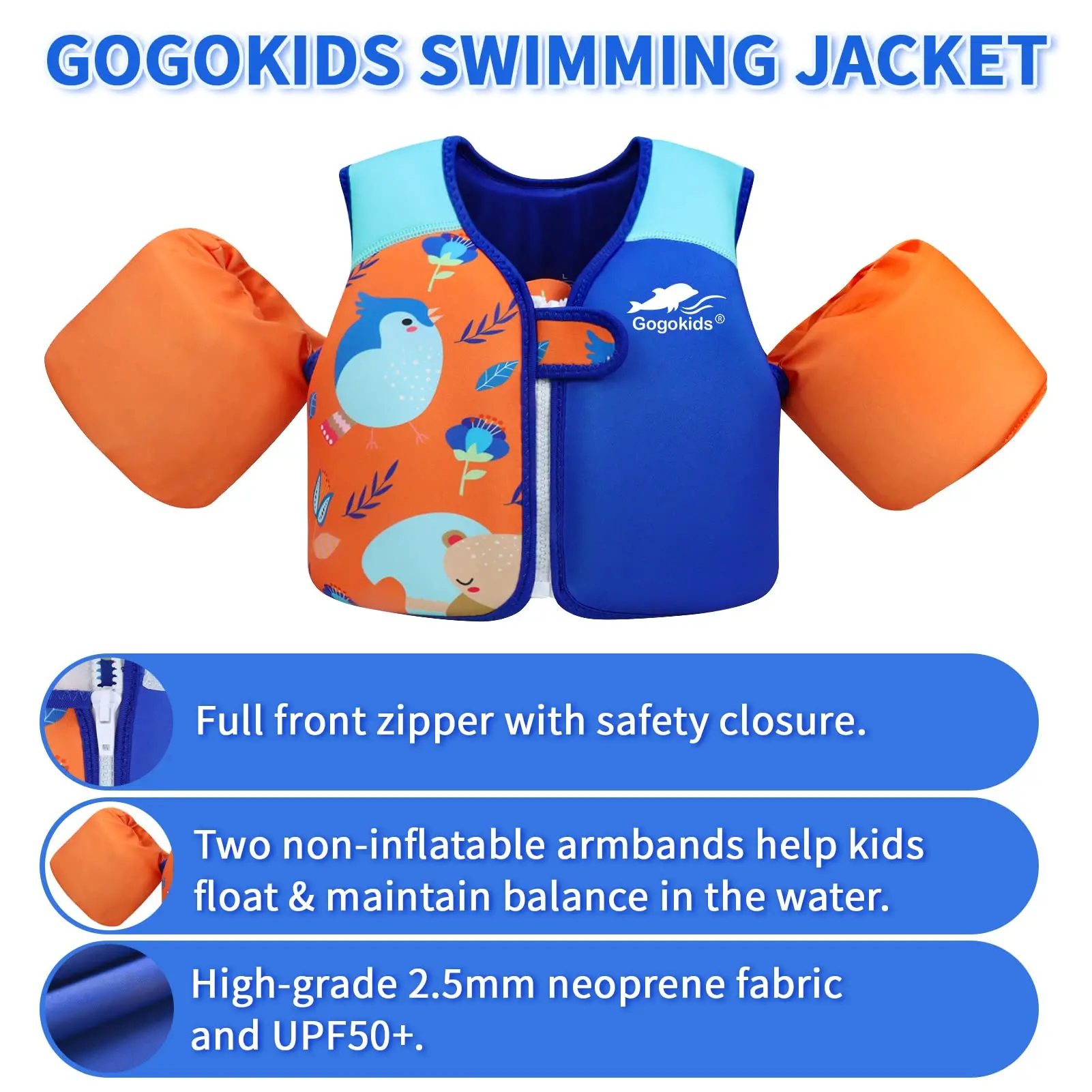 Toddler Floaties Kids Swim Vests for Girls and Boys Pool Float Jackets with Arm Water Wings for 2-6 Year Old Children 3