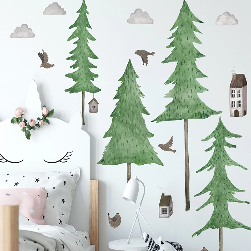 

Свежие Зеленые растения, домашняя птица, гостиная, спальня, украшение детской комнаты, самоклеящиеся и съемные настенные наклейки