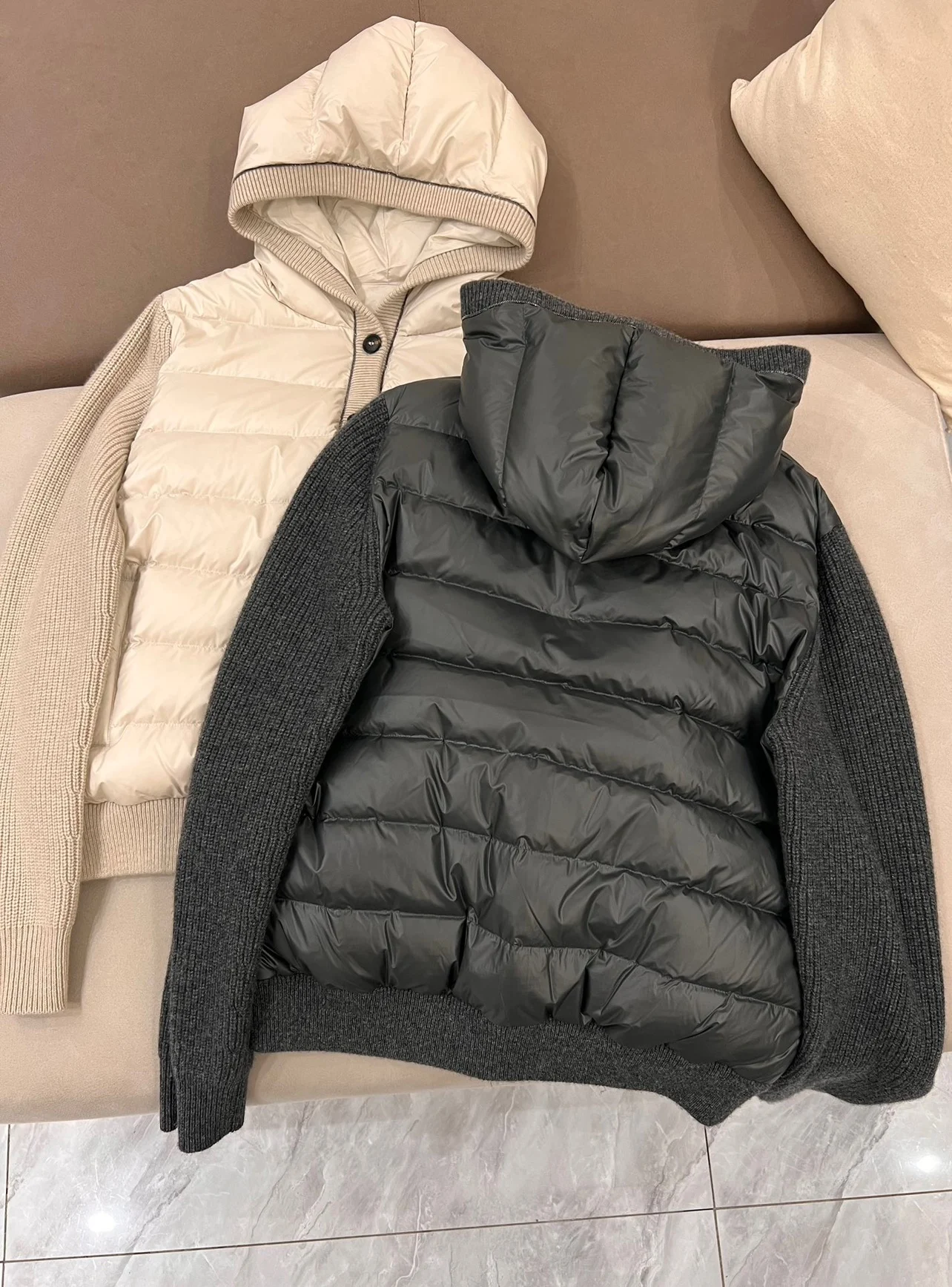 B*C Women\'s Hooded Knit Spell Goose Down Jacket Casual Short Coat Winter Warm Female Clothing Top\'s