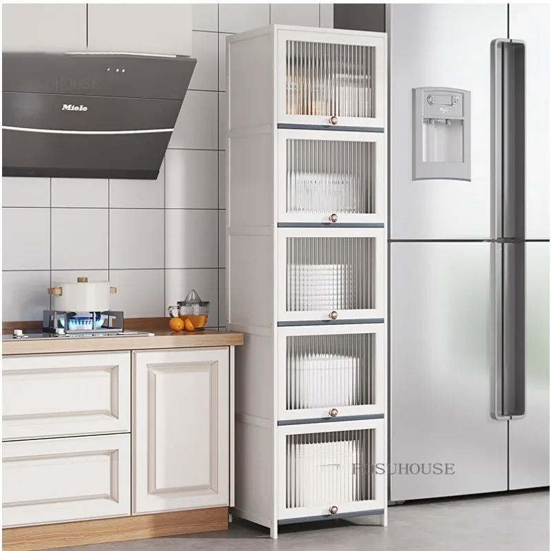 Multi-layer Kitchen Sandwich Sideboards Cabinets Floor-standing Dustproof Storage Rack Home et Cabinet with Door