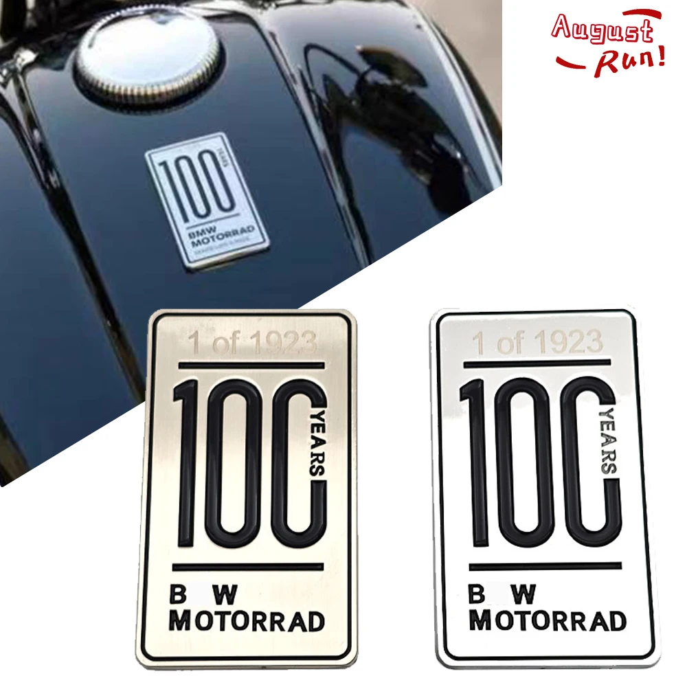 100 Anni Moto 3D Trafilatura Adesivo In Metallo Scatola Dell'Olio Decorazione Serbatoio Carburante Copertura Trim Per Bmw R18 Classic R18 B Tc R12 R9T
