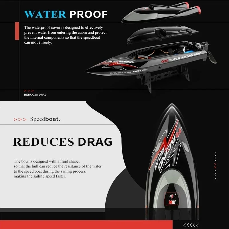 WLtoys WL916 RC Boat 55KM/H Brushless 2.4G Radio Electric High Speed Super Racing Boat Model Water Speedboat Kids Gifts RC Toys 4