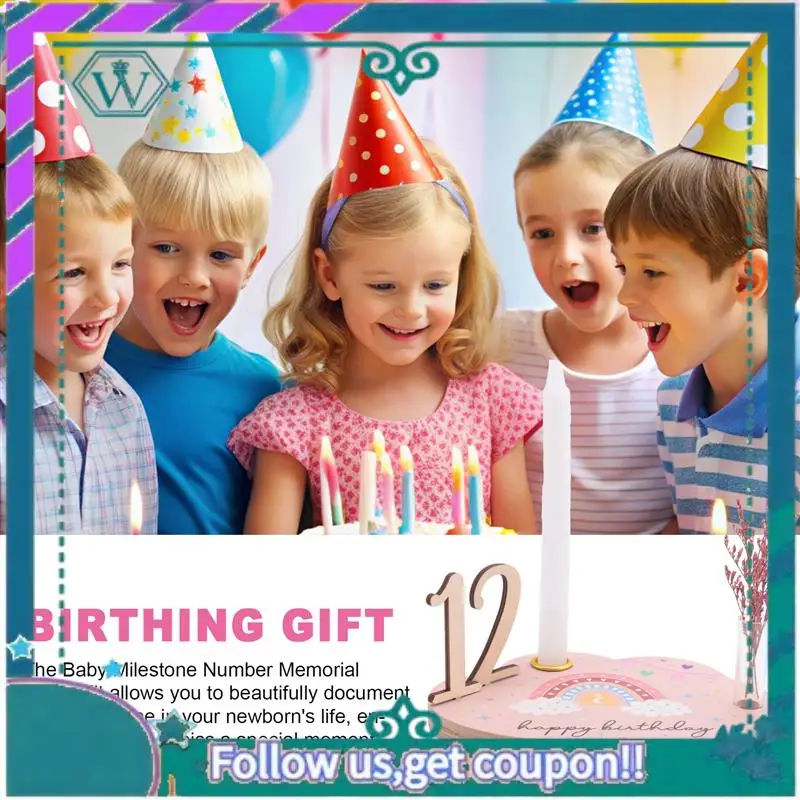  마일스톤 번호 기념 카드 키트   나무 새겨진 연령 사진 액세서리 출산 선물