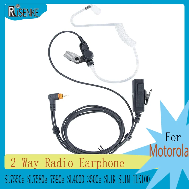 RISENKE-SL300 Earpiece Headset for Motorola,SL7550,SL7550e,SL7580e,SL7590,7590e, SL4000, SL3500, 3500e, SL1K, SL1M, TLK100 Radio risenke earpiece for motorola sl300 sl7550 sl7580 sl7590 sl4000 sl1m sl1k walkie talkie acoustic air tube headset ptt mic