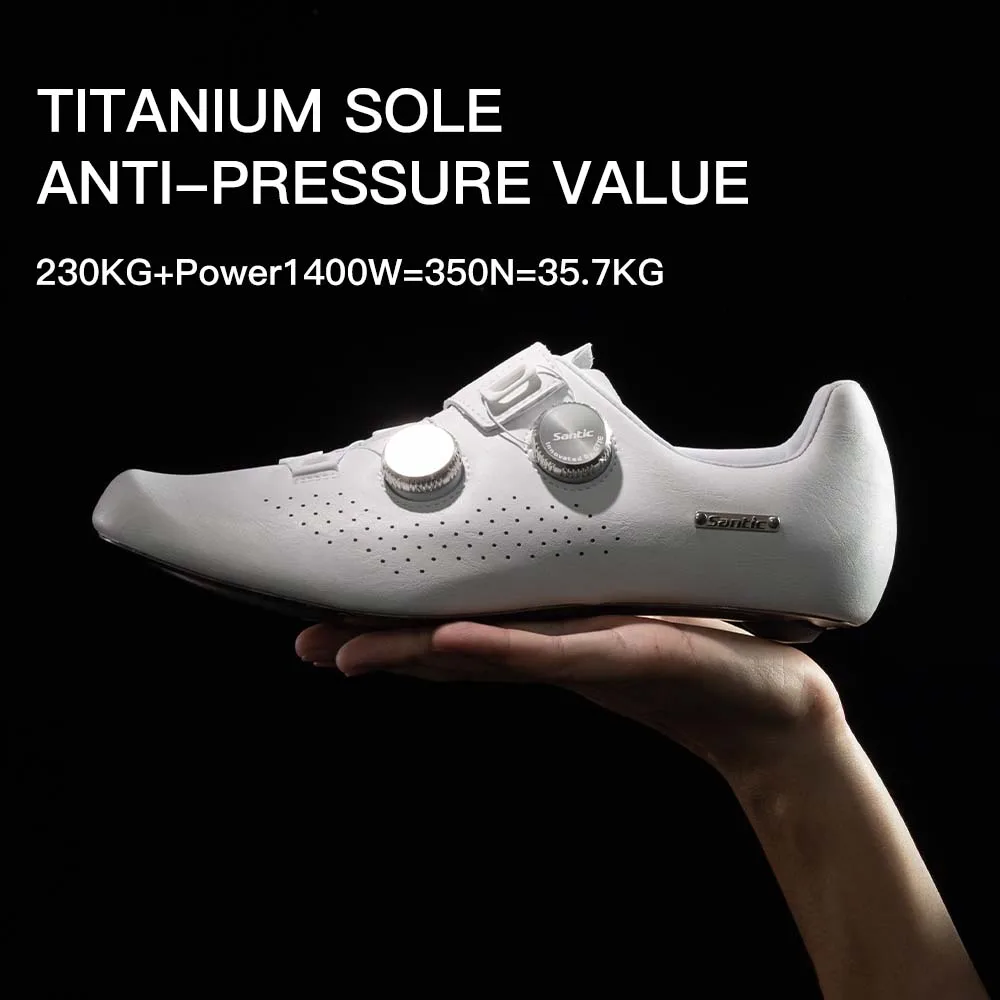 Santic Men's Cycling Shoes New Hardness16 Titanium Alloy Sole Auto-Lock Outdoor Bicycle Sneaker Adjustable Pro Road Racing Shoes 4