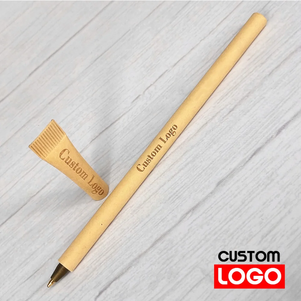 Disposable Ball Point Pen Paper Pen Environmental Biodegradable Engravable Custom Logo Name Trademark Advertising Pen custom % biodegradable pbat pla plastic bags