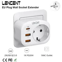 LENCENT EU Plug Wall Socket Extender with 1