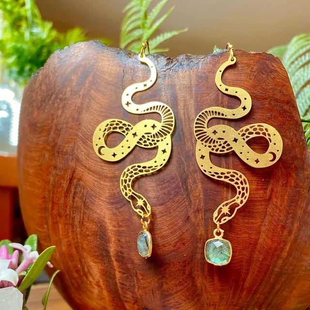 Nuovi orecchini serpente Labradorite celeste fata ipoallergenica creatività  fatta a mano novità gioielli moda donna dichiarazione regalo _ - AliExpress  Mobile