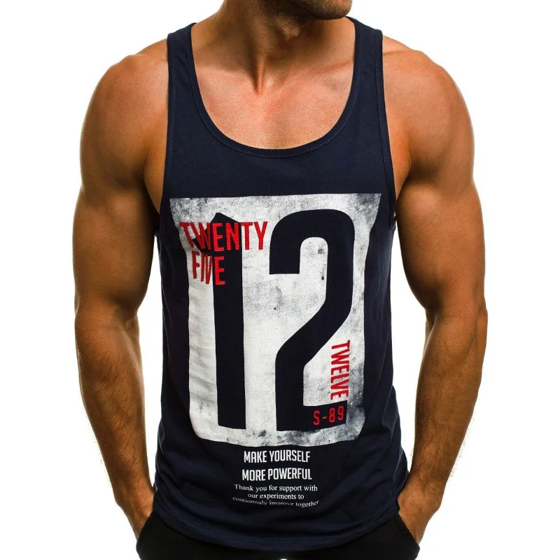 

2023 Summer Men's Leisure Fashion Fitness Sports Vest Broadband Deep Running Quick Drying Tank Tops Essential for Men