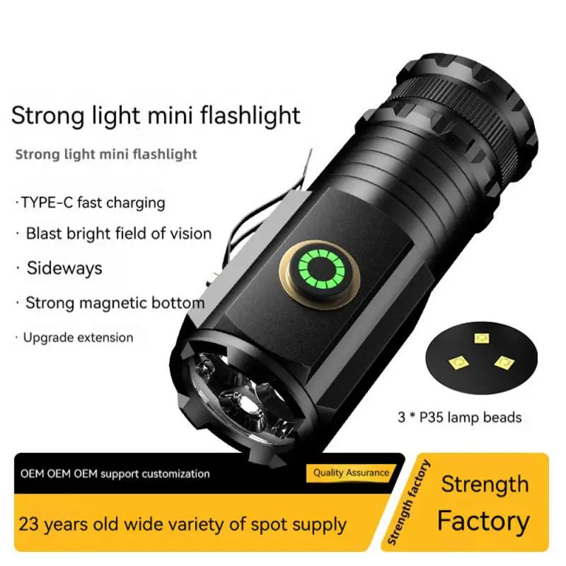 

Фонарик светодиодный Mini с мощным аккумулятором Type-C 18350