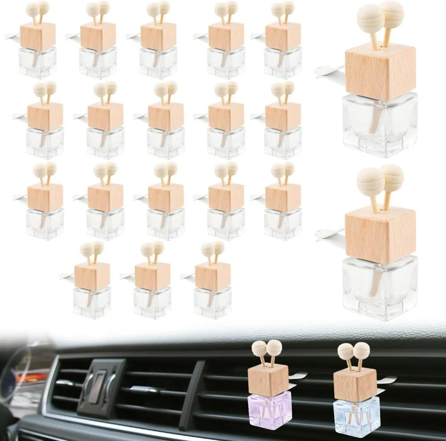 20 paket araba hava spreyi difüzör şişesi havalandırma klipsi ile boş parfüm uçucu yağ şişeleri araba oto koku süs dekor